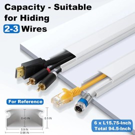 ZhiYo Cord Cover Wall Kit, 94.5in Cord Hider Wall Mounted TV, Wire Covers for Cords, Paintable Wire Hiders for TV on Wall, TV Cable Hider Wall Kit, Wall Cord Concealer, 6 x L15.7in W0.98 H0.5in, White