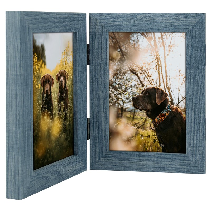 Frametory, 4x6 Double Picture Frame Hinged 2 Photos Frame Collage,