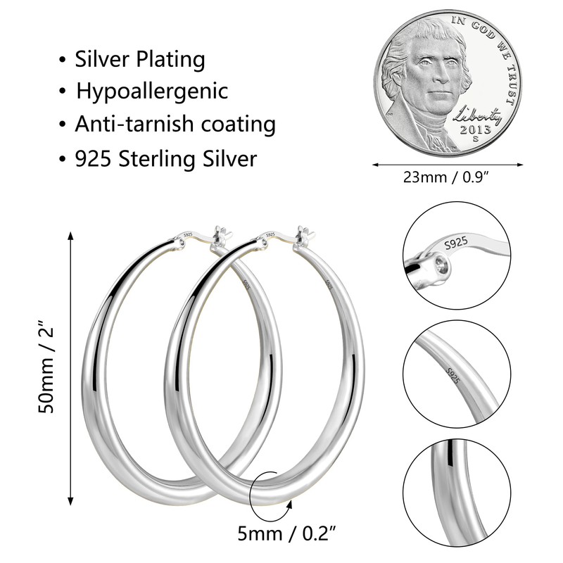 KISSPAT Large Hoop Earrings for Women, Hypoallergenic Gold Silver Twisted