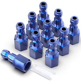 GASHER 20PCS 1/4-Inch NPT Female Blue Aluminum Industrial Air Plug, Pneumatic Plugs 300PSI