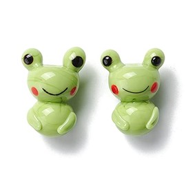 DanLingJewelry 5Pcs Green Frog Glass Beads Cute Animals Loose Spacer Lampwork Glass Beads for DIY Jewelry Making Bracelets Necklaces
