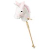 HollyHOME Plush Unicorn Stick Horse with Wood Wheels Real Pony