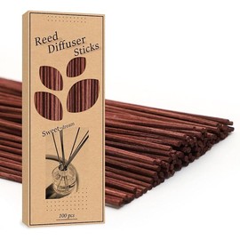 100PCS Reed Diffuser Sticks, 10 Inch Natural Rattan Wood Sticks Essential Oil Aroma Diffuser Sticks Refill Replacement for Aroma Fragrance (Primary Color) - Color: Brown