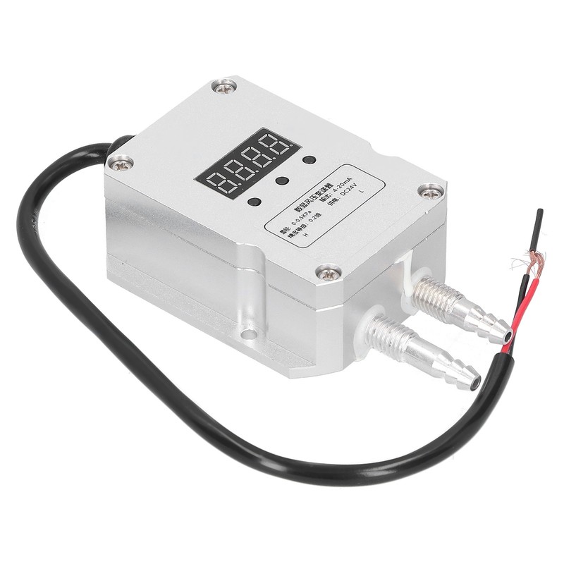 Differential Pressure Transmitter 0‑0.5kpa Digital Display Wind Detection Silver 4‑20mA