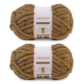 Crafted By Catherine Chunky Chenille Yarn - 2 Pack (41 Yards Each Skein), Brown, Gauge 7 Jumbo