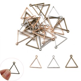 Luckycivia 30 Pack Triangle Framework Open Back Bezel, Zinc Alloy Open Back Bezel Pendant Blanks, Alloy Accessories for Jewelry Making,29mmx29mm(Bronze & Silver & Rose Gold).
