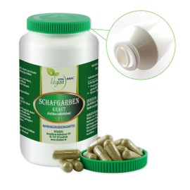 VITA IDEAL Vegan® Schafgarben - Kraut 120 Kapseln - Millefolii Hb, Schafgarbe - Tagesportion 650mg Schafgarbenkraut reines Pulver. Pflanzlich, natürlich und ohne Zusatzstoffe, original von VITAIDEAL.
