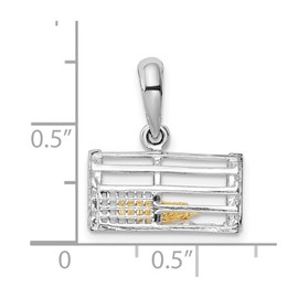 FJC Finejewelers Silver and 14k Yellow Gold Moveable 3D Trap with Lobster Charm 19 x 16 mm