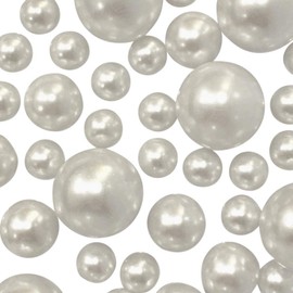 4 Packs Sale Floating White Pearls - No Hole Jumbo/Assorted Sizes Vase Decorations + Includes Transparent Water Gels for Floating The Pearls