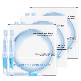 Suero facial de ácido hialurónico al 3%, ampollas de un solo uso, suero hidratante profundo, sueros humectantes con infusión de colágeno y escualano, fórmula suave no irritante. (3PCS)