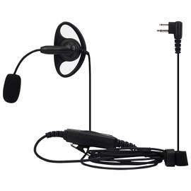 Retevis Walkie Talkie Headset with Boom Mic D Shape Double PTT Compatible with Motorola CP040 CP140 GP300 GP2000 MAG ONE A8 HYT TC500 etc 2 Pin Walkie Talkie Earpiece(1 Pcs)