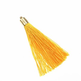 100 Pieces Bulk Bookmark Tassels with Gold Cap,Polyester Tassels for Keychain Making, Decorative Tassels for Craft Jewelry Making Earring Graduation Charms(Yellow)