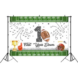 Lofaris Football First Birthday Backdrop First Year Down Happy Birthday It's Game Time First Year Down Photo Background Game On Football Boy Birthday Party Decorations 5x3ft