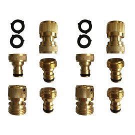Garden Hose Quick Connect Fittings Leak Proof Rustproof Garden Hose Connector Set by gardenia Home & Garden (Tap to Hose & Hose to Nozzle Set 10pcs, Brass)
