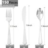 Joyido 150 PCS Silver Plastic Silverware - Silver Plastic Flatware