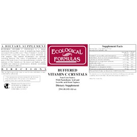 Ecological Formulas Ecological Formulas Buffered Vitamin C Crystals for Sensitive Stomachs, Effervescent and Fizzy, Non-Corn Source With Pantothenic Acid and Ascorbic acid from Tapioca Crystal Powder (8.8 oz x 2 Bottles)