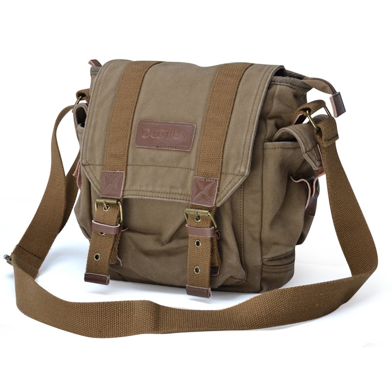 GOOTIUM Canvas Messenger Bag - Small Vintage Shoulder Purse Crossbody