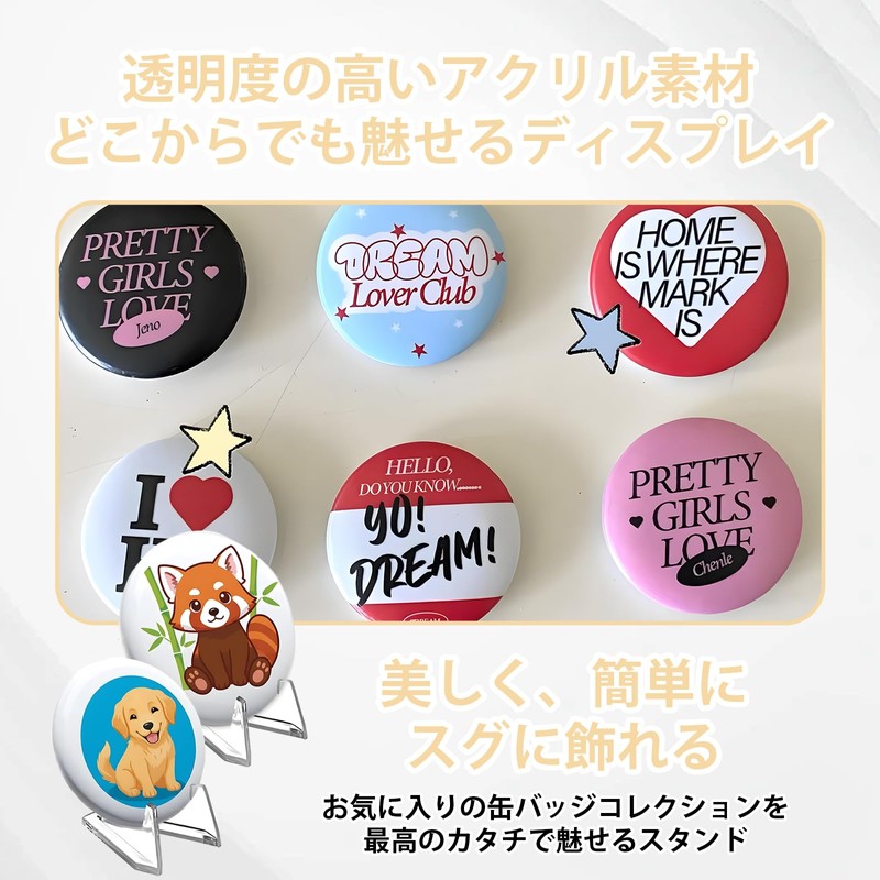 Can Badge Display, Acrylic Stand, Display Stand, Holds 20 Pieces,