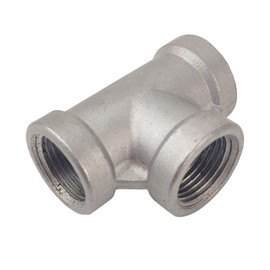 LOZOME 1/2" Stainless Steel Tee Female NPT Threaded T Shaped 3 Way Cast Pipe Fitting SS304