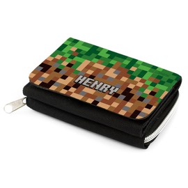Striefchen Wallet for Teens with Name and Motif of Your Choice, Pixel, Modern