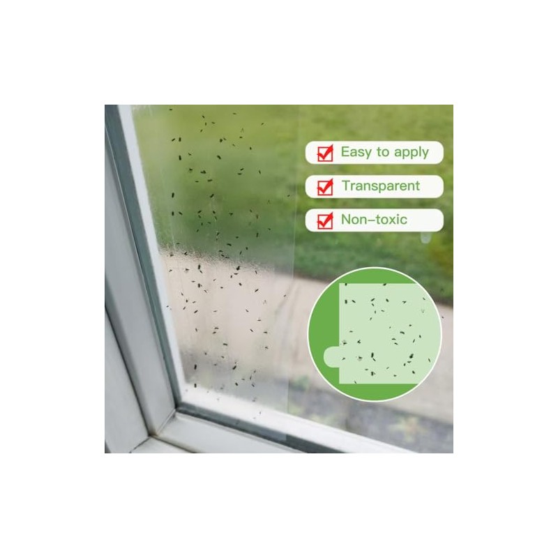 60 Pack Window Fly Traps, Clear Sticky Insect Catchers for