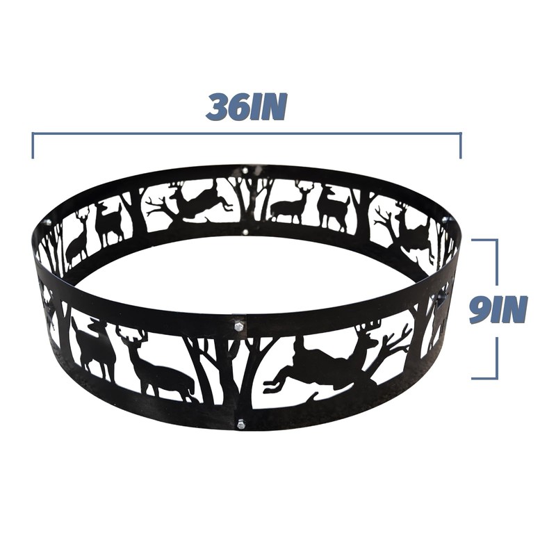 FLITURE Fire Pit Ring - Heavy-Duty 36'' Steel Fire Ring