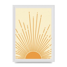 Lithobee - Boho Sunrise - Printed Wall Art Design in Sizes A2, A3 & A4 Framed in a Stylish Quality Coloured Frame or Unframed (A4 White Ornate Frame)