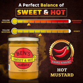 Ben's Sweet & Hot Mostaza | Todo natural, sin conservantes | galardonado mostaza | 16 oz Tarro