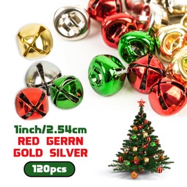 120Pcs Christmas Jingle Bells for Crafts 1Inch,4 Color Mix Craft Bells DIY Bells for Christmas Pet Decorations Christmas Party Decorations and Home