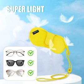 [Yellow] Neoprene Sunglasses Eyewear, Eyeglasses Holder Pouch Case with Strap, Standard Size Fit, Yellow Color, Super Lightweight, Floats on Water for Anti-Lost