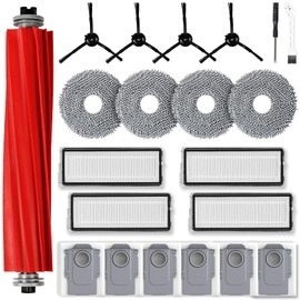 NIXOOT 21 St1ck Zubeh?rset f1r Roborock Qrevo S/Qrevo Pro/Qrevo MaxV Saugroboter, Ersatzteile 1 Hauptb1rste 6 Staubbeutel 4 Wischpad 4 HEPA Filter 4 Seitenb1rste 1 Reinigungszubeh?r 1 Schraubendreher