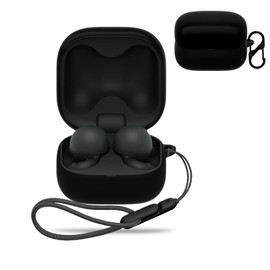 for Sony LinkBuds Fit Truly Wireless Noise Canceling Earbud Headphones Case Cover,Wireless Earphone Protective Case (with Carabiner + Lanyard) Protective Cover for LinkBuds Fit WFLS910NW.UC(Black)