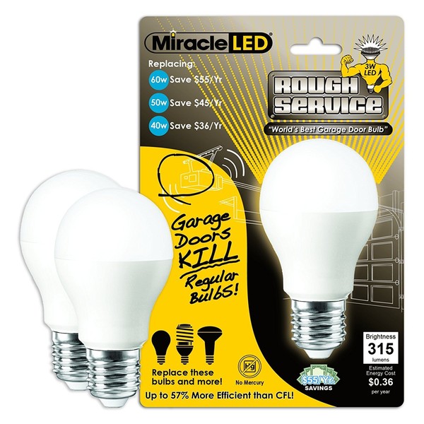 MiracleLED 604716 Rough Service Garage Door Light (2 Pack)