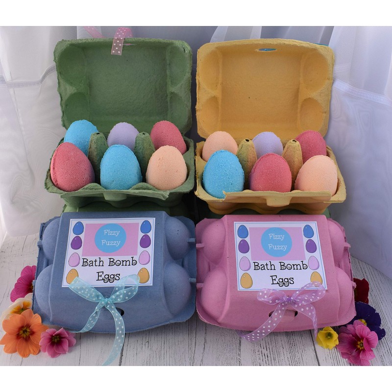 Bath Bombs x 6 in coloured egg box. Easter Egg