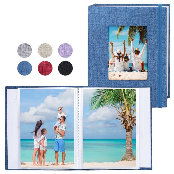 Vienrose Small Photo Albums 6x4 Photos, 2 Pack Linen Cover Mini Photo Book, 26-Page Holds 52 Pictures, Artwork or Postcards Storage