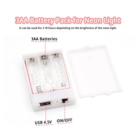 Battery Pack for Neon Signs, 4.5V Output LED Neon Battery Pack with Strong Adhesive, Good for Outdoor Happy Birthday Party, Weddings, and Use in Places Without Power Neon Light