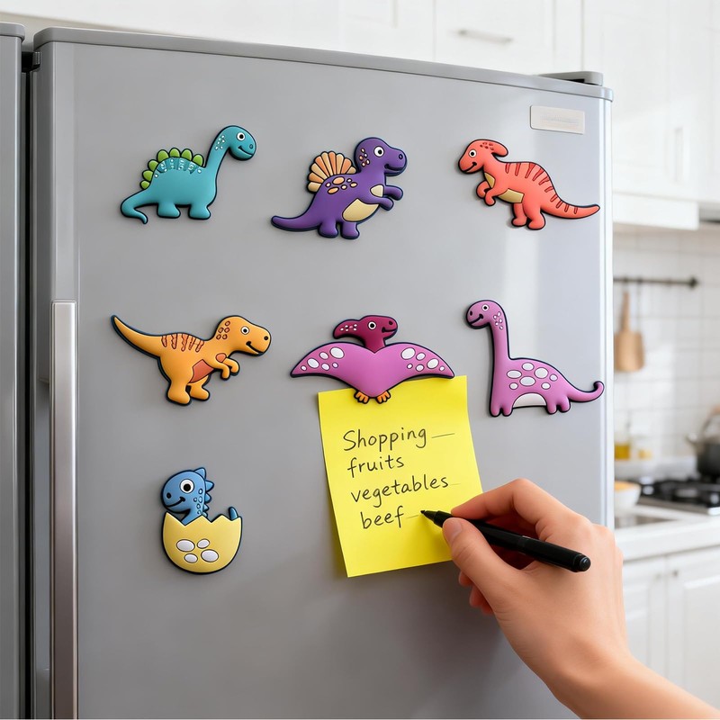 THXFUNAREA Set of 8 Great Dino Magnets for the Fridge,