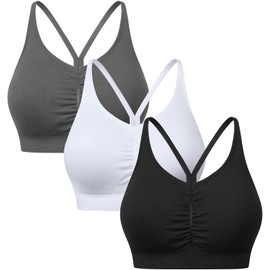 GXXGE Y Back Sports Bras for Women High Impact Spaghetti Thin Strap Fitness Gym Activewear Workout Yoga Bra Black Grey White XX-Large