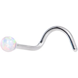 Body Candy Steel White 2.5mm Synthetic Opal Ball Left Nose Screw 20 Gauge 1/4"