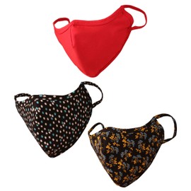 Touchstone Soft Cotton knitted Face Mask - medium size comfortable Washable double layer. (Pack of 3). Red Yellow Black