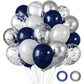 fogman Balloons Balloons Decorations Birthday Party Decorations 30 Pack (Night Blue & Silver)