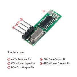 ALAMSCN Set of 5 433 MHz RF Receiver and Radio Transmission Module + RF 433 MHz Spring Antenna Kit Compatible with Arduino