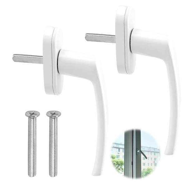 Set of 2 White Aluminium Window Handles without Lock Cylinder,