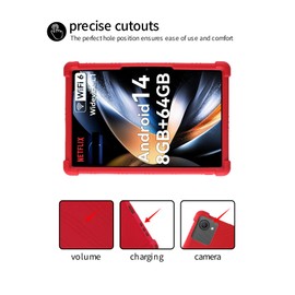 for HiGrace C10 Tablet 10 inch Android 14 Tablet Case,BOVUGAC Soft Silicone Adjustable Stand Shockproof Kids Friendly for HiGrace C10-1 10"(Red)