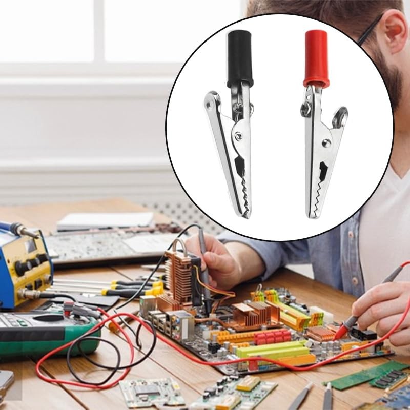 20 Pcs Red and Black Metal Alligator Clips Electrical Test