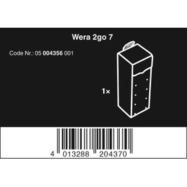 Wera 05004356001 2go 7 Textile Tool Box, 100 x 105 x 300 mm, Black, black, 05004356001