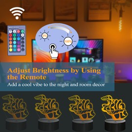 POSSHE Cool 3D Night Light, 3D Illusion Lamp with 16 Colors Changing, Remote Control Timer and Dimmable, Kids Boys Girls Room Decoration, Holiday Xmas Gifts