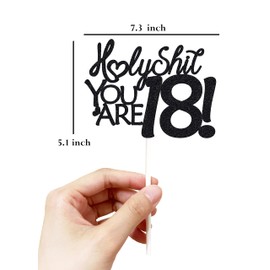 Decoración para tartas de cumpleaños de 18 años, purpurina negra, divertida decoración para tartas de 18 años para hombres, decoración para tartas de 18 cumpleaños para mujeres, decoración para tartas de 18 cumpleaños