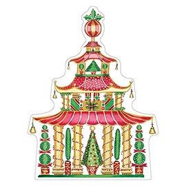 Caspari Christmas Pagoda Decorative Die-Cut Gift Tags - 4 Per Package