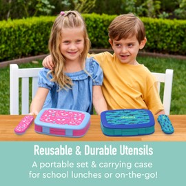 Bentgo® Kids Utensil Set - Reusable Plastic Fork, Spoon & Storage Case - BPA-Free Materials, Easy-Grip Handles, Dishwasher Safe - Ideal for School Lunch, Travel, & Outdoors (Puppy Love)